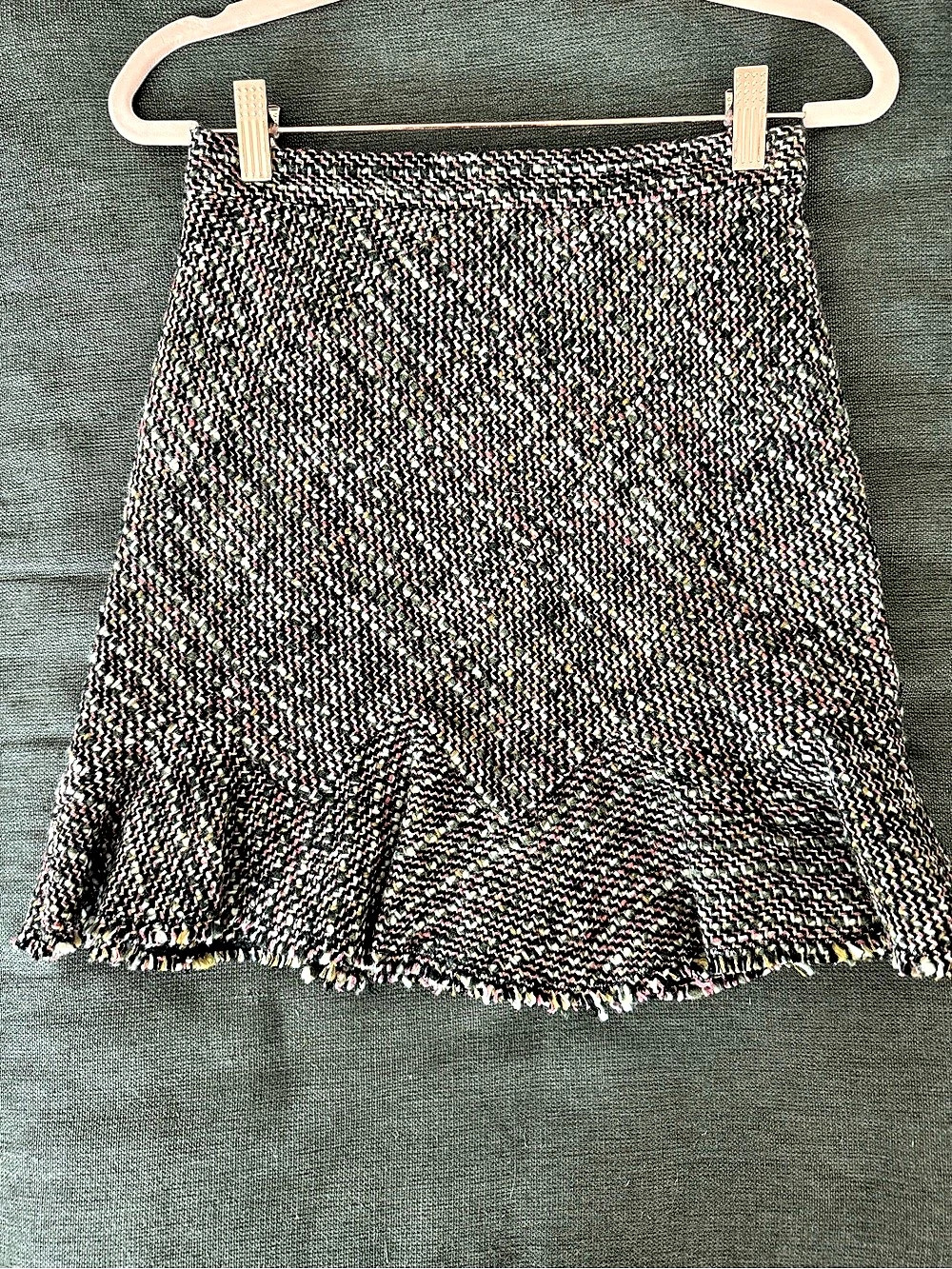 Theory Tweed Ruffle Mini Skirt Geometric Size 00